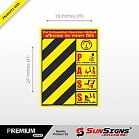 SUNSIGNS 4 Pcs of SUNSIGNS FIRE Extinguisher Safety Guide Zebra Sheet with PASS Instruction, Material Flute Sunpack, and Direct Screen Printing with Japanese Size 18x24 inch