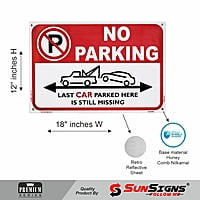 No Parking Signage Board, Materail Nilkamal Honeycomb, Size 12X18 Inch (Pack of 2 pcs)