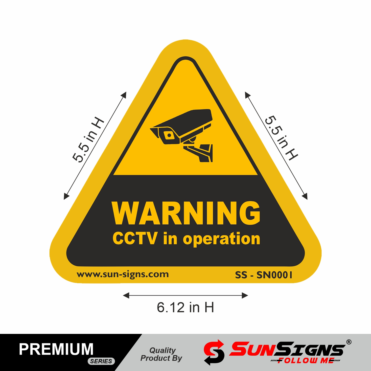 SUNSIGNS - 5 Pcs CCTV Sign Signage Board Under Surveillance CCTV Camera Warning sign board sticker CCTV Cameras in Operation Sign board // Highly Durable Material (Acrylic sheet 1MM)